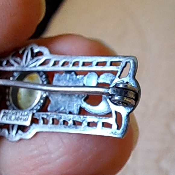 Vintage 14kt over Sterling Silver Symmetalic Floral Pearl Brooch - Picture 7 of 13